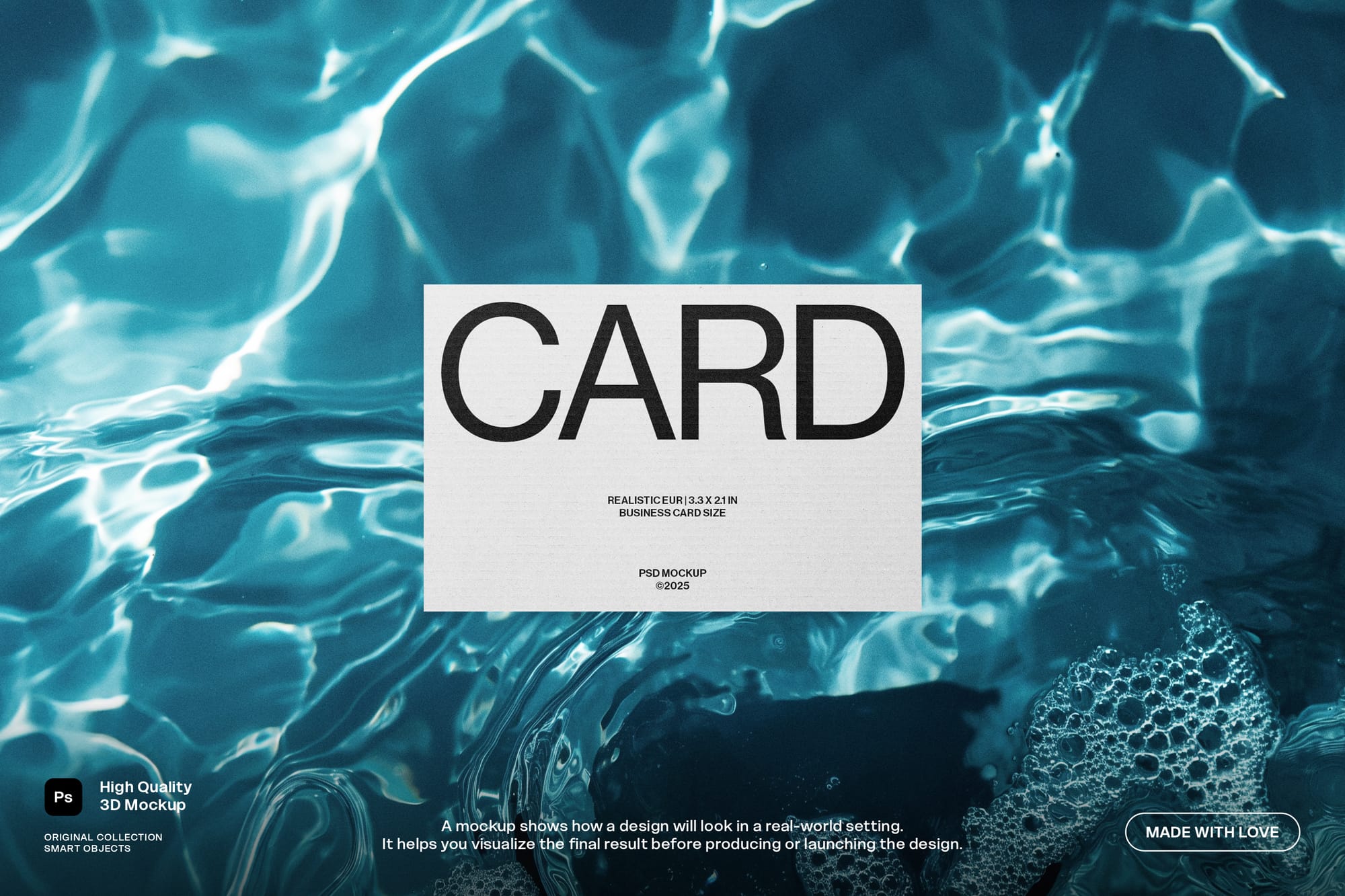Business Card Mockup Floats in Sea